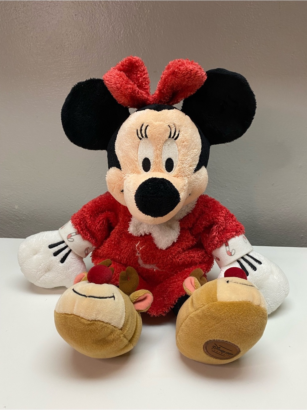 Disney Store Exclusive Minnie Mouse Plush PJ Sleeper Reindeer Slippers Xmas 16”